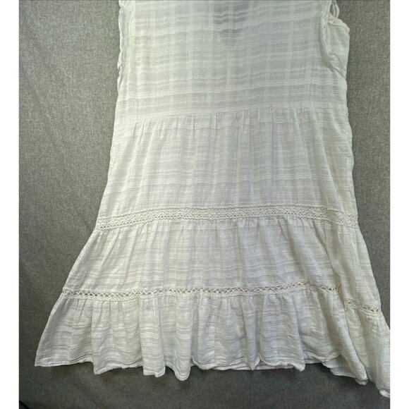 Knox Rose Womens Sundress Size M White Tiered Boho Cotton Coastal Short Shift - Picture 15 of 16